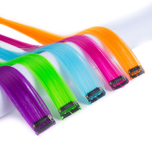 20 Inches Party Highlights Hair Accessories Straight <strong>Clip</strong> Hair <strong>Extensions</strong> <strong>1</strong> <strong>Clip</strong> <strong>in</strong> Colorful Synthetic <strong>Clip</strong> Hair <strong>Extensions</strong> - Product Image 2
