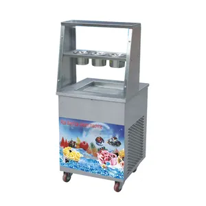 110V 220V Thai Single flat square pan 3 round pot making roller fried ice cream roll machine