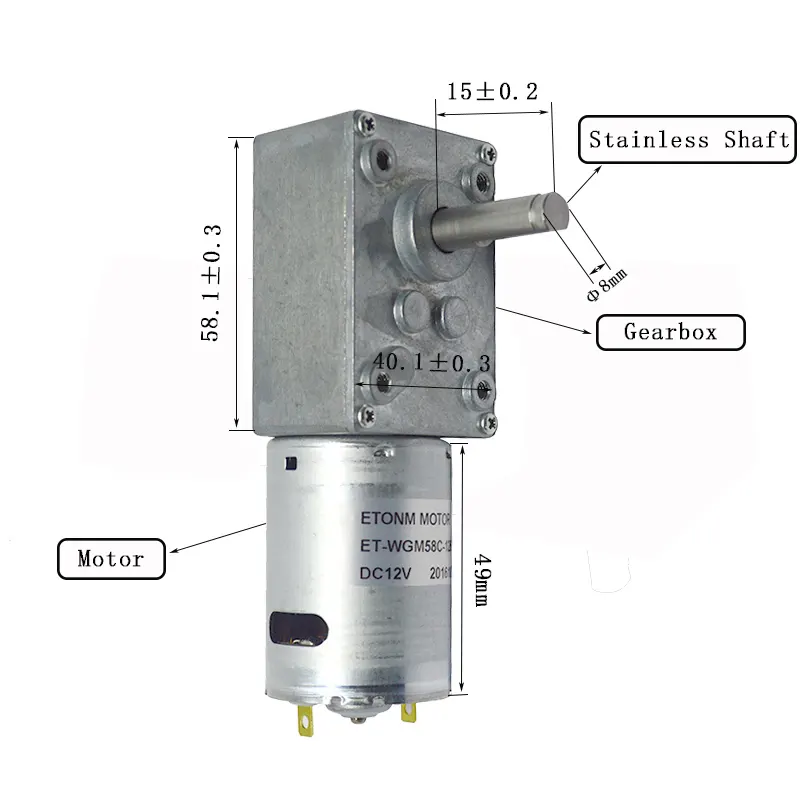 24 Volt DC Motor Low rpm 24DC Right Angle Motor with Encoder