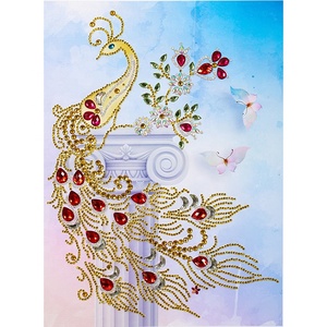 Decoratieve kunst en ambachten Modern handgeschilderd dieren DIY schilderij Elegant kristal Speciaal gevormd diamant schilderij Pauw - Product Image 4