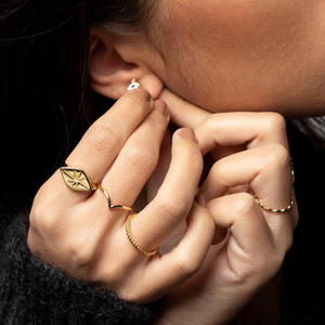 แหวนทองชุบ 18K ดีไซน์เรียบหรู แหวนทองบางเรียบง่ายสำหรับผู้หญิง - Product Image 6