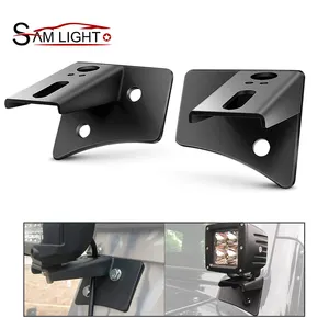 2PCS Pillar Windshield Hinge Mounting Brackets for Offroad LED Fog Halogen Work Light for 2007-2017 JK