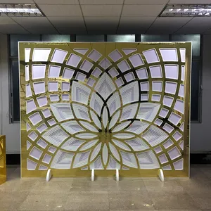 New Arrival White Gold PVC Lotus Background for Wedding Event Flower Backdrop Decoration