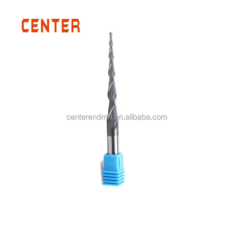 Center carbide taper ball nose end mill for 3D wood thread cutting tool