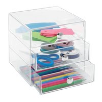 3 tiroir Organisateur De Rangement pour Maquillage, Produits de Beauté, Fournitures De Bureau, Clair