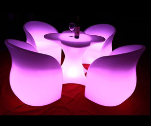 Luxury Modern <strong>Bar</strong> <strong>Set</strong> with LED Chairs Tables-Portable Waterproof <strong>Outdoor</strong> Furniture for Events Parties Night Clubs &amp; Home Gardens - Product Image 2