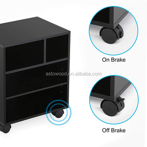 File di office mobile per stampante stand con mensola e ruote mobili in nero di colore di muti uso - Product Image 5