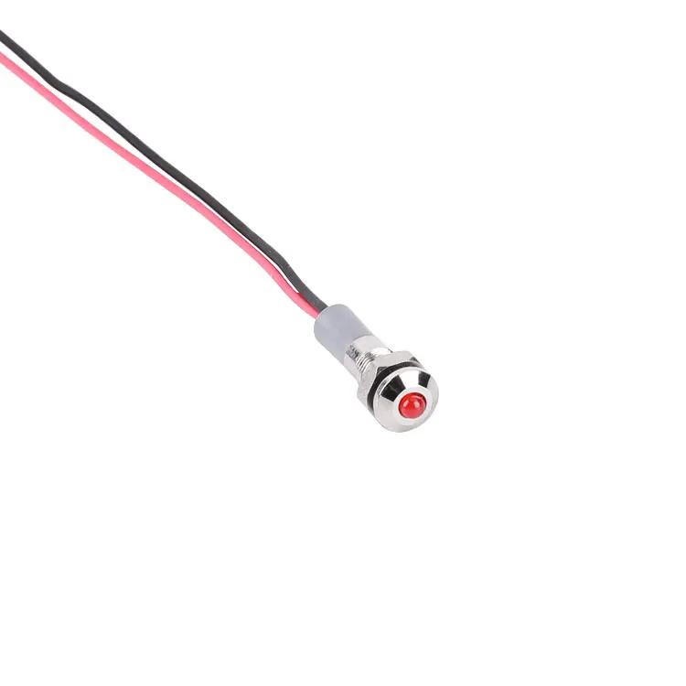 A28 6mm 6V 12V 24V 220V LED Waterproof Metal Power Indicator with Wiring Cable
