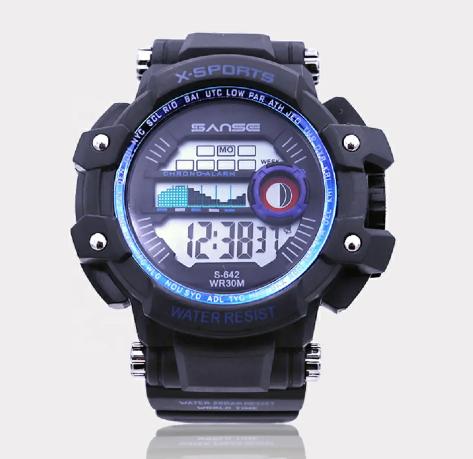 SANSE S-642 mens reloj hombre דיגיטלי ספורט שעוני יד עיצוב שעון עצמו <span class=keywords><strong>WR</strong></span> 30m מים שעון עמיד