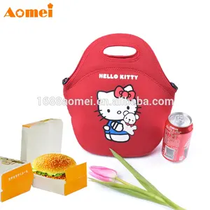 High Quality Red Printed Outdoor Reusable Backpack Insulator Thermal Neoprene Cooler Lunch Bag For Ladies Kids Women