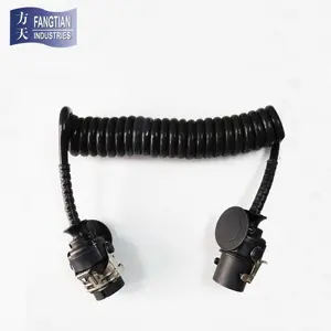 Cable en espiral para remolque de plástico, cable eléctrico para remolque, 7 polos