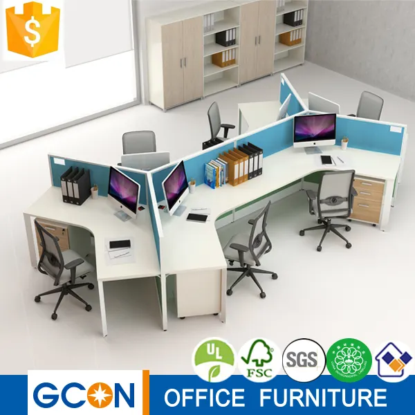 6 person privacy screen modular office desk with cabinet