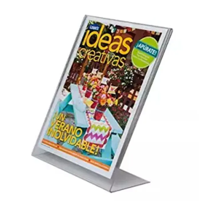 Acrylic Slanted Sign Holder 8.5 x 11 - Plexiglass Table Menu Card Display Stand - Plastic Picture Frame in Bulk