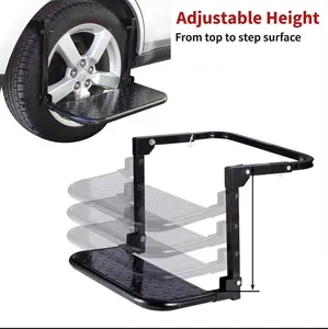 Tire Step For SUVS RVS Trucks heavy duty Painted checkered plate Adjustable Tire Mounted Portable Tyre Step