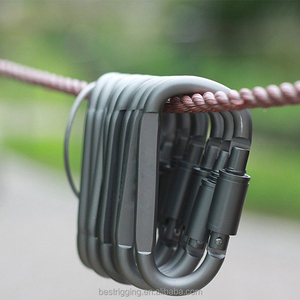 Aluminum D <strong>Ring</strong> <strong>Locking</strong> <strong>Carabiner</strong> Clip Camping <strong>Key</strong> Chain Screw Hook <strong>Carabiner</strong> Grey D Shape Super Strong Outdoor Aluminum 6061 - Product Image 3