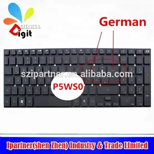 แป้นพิมพ์ดั้งเดิมสีดำสำหรับ Acer Gateway Packard Bell P5WS0เวอร์ชันเยอรมัน