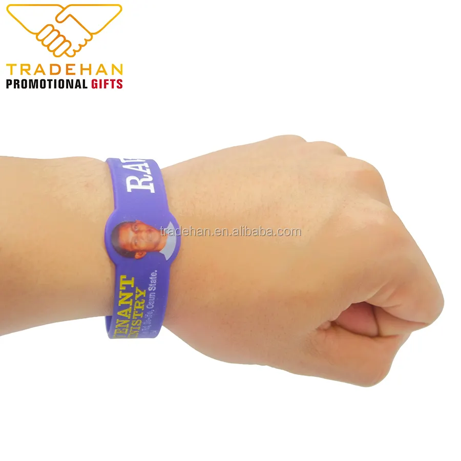 customized shape figured silicone wristband cmyk full color print silicone rubber wrist band