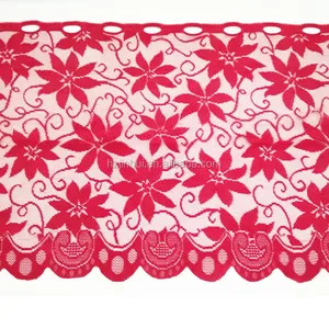 Ren Cửa Sổ Valance Nhà Bếp Sheer Cafe Rèm Poinsettia Red Giáng Sinh Rèm Ren Cho Trang Trí Tiệc Giáng Sinh