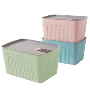 Plastic clothes storage cabinet underwear socks dry food storage box with lid Keyway drawer