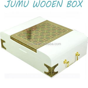 Piano Blanco acabado de laca de madera de lujo perfume caja de embalaje de regalo árabe - Product Image 4