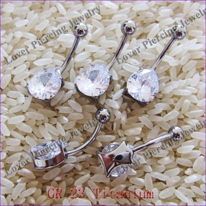[ST-610] internamente roscada de cristal de lágrima de Gr23 de <span class=keywords><strong>titanio</strong></span> del vientre del ombligo <span class=keywords><strong>Piercing</strong></span> Anillos de joyas de cuerpo <span class=keywords><strong>Banana</strong></span> - Product Image 1
