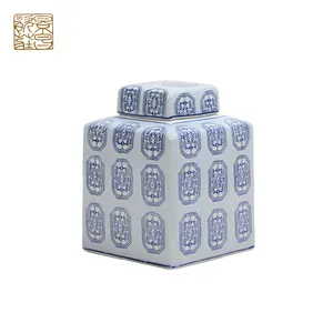 Boîte rectangulaire en céramique, porcelaine bleue et blanche, magnifique,