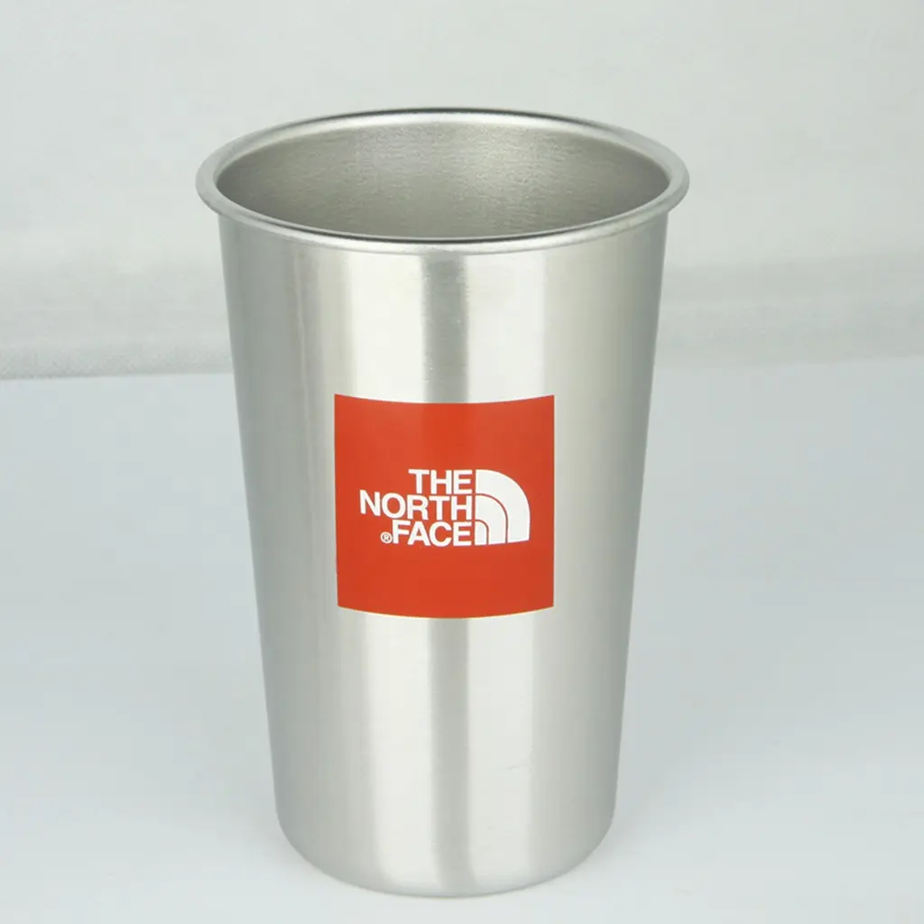 Metal Drinking Gold Cup 16oz Camping Cup With Colorful Logo