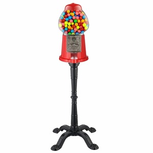 Distributeur de bonbons en vrac Kwang Hsieh 15 pouces, en alliage d'aluminium antique, avec verre et cristal, écologique, rouge, pour machine à boules de gomme, support de distributeur de bonbons, vente en gros OEM - Product Image 1