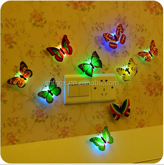 赤ちゃんの常夜灯の3D壁紙スティック最高の装飾寝室の蝶の形