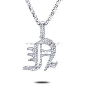<span class=keywords><strong>La</strong></span> señorita <span class=keywords><strong>de</strong></span> viejo inglés carta <span class=keywords><strong>de</strong></span> diamantes CZ micro pave colgante del encanto - Product Image 2