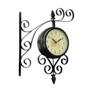 Buon prezzo doppi lati giardino decor hanging orologio esterno orologio doppia faccia orologi da parete