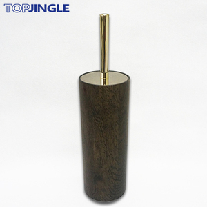 Top Quality Brown Toon Wood Cylinder Toilet Brush Holder - Product Image 1