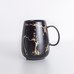 Tazza da Caffè in Gres con Bocca Stretta, Oro Nero Bianco, 17 once, Grande Tazza da Caffè - Product Image 4