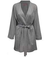 Robes de chambre pour femmes en jersey respirant de grande taille personnalisables en usine, longueur genoux, imprimé gris fleurs, été