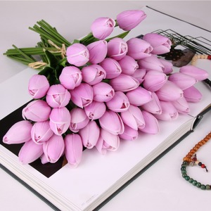 Fiore Artificiale Realistico di Tulipano Rosa Polveroso da Bangkok, Decorazioni per Abiti da Sposa Fatte a Mano in PU, Prodotto per Negozio Online - Product Image 3