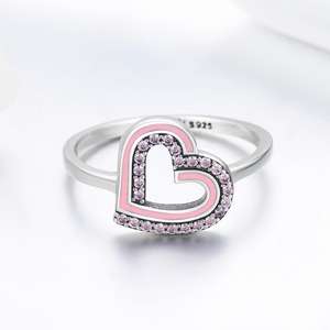 BAGREER SCR213 Eternity Zircon del <span class=keywords><strong>Cuore</strong></span> di Amore A Forma di CZ <span class=keywords><strong>Rosa</strong></span> di Pietra <span class=keywords><strong>Anello</strong></span> In Argento 925 Anelli Dei Monili Delle Donne di san valentino regalo di Giorno - Product Image 2