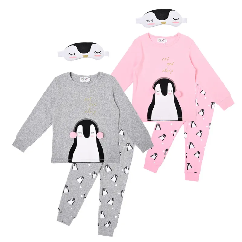 Petelulu Striped Baby Overalls Children's Boutique Clothes with Penguin Design Pajamas Summer Print Knitted Support 2 PCS Pajama
