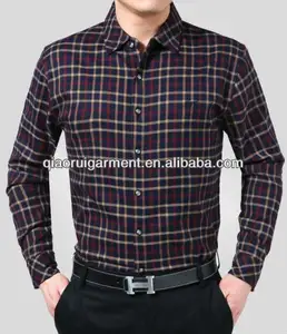 Yarn dyed Flannel 100%Cotton Plaids/Checks Casual men long sleeve shirt