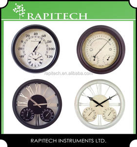 Reloj de pared para exteriores de metal de cuarzo rústico de 14 pulgadas 3 en 1 Material de hierro para exhibición de agujas para el hogar y el jardín - Product Image 3