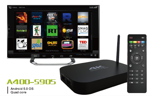 2016 Nuevo Google Chrome S905 4 K android tv box Completo cargado kodi 15.2 con muchos complementos y canales de IPTV