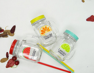 Nước Ép Trái Cây Thiết Kế Thủy Tinh Xử Lý <span class=keywords><strong>Mason</strong></span> Jar Mugs Với Rơm Nắp - Product Image 2