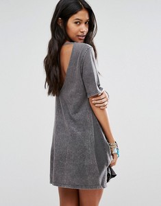 KY Wholesale Acid Snow Washed Black Scoop Neckline Keyhole Back Swing Beach <strong>Tshirt</strong> Dress - Product Image 4
