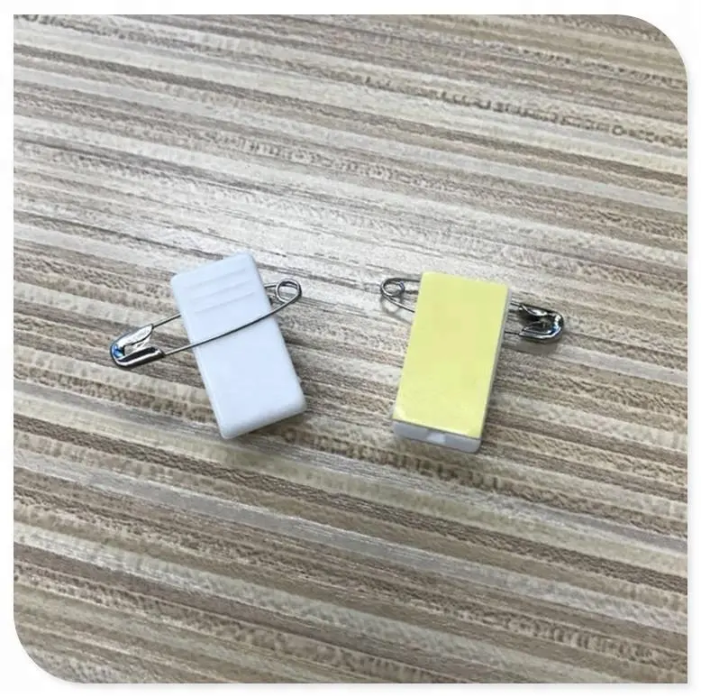 Bianco Sensibile Alla Pressione di Plastica Distintivo Clip in A Coste Thumb-Grip con pin