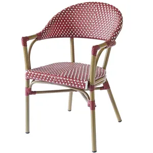เก้าอี้รับประทานอาหารหวายสำหรับสวนกลางแจ้งเฟอร์นิเจอร์ร้านอาหารเก้าอี้รับประทานอาหารแบบบิสโทรพักผ่อน