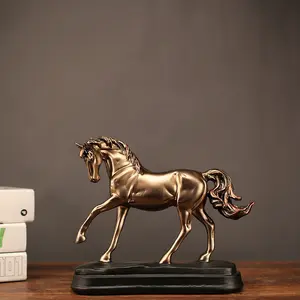 Patung Kuda Emas Resin Kustom, Patung, Kerajinan untuk Dekorasi Rumah