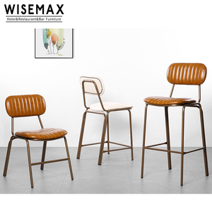 WISEMAX <span class=keywords><strong>Chaise</strong></span> de salle à manger rembourrée en <span class=keywords><strong>cuir</strong></span> <span class=keywords><strong>tubulaire</strong></span> de style moderne <span class=keywords><strong>chaise</strong></span> de café de restaurant industriel vintage en acier antique - Product Image 6