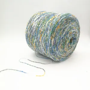 Warna-warni 3.8S Ruang Dicelup Polyester Loop Benang Mewah Boucle Benang untuk Merajut Tenun Crochet