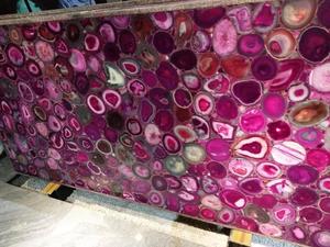 Dalle d'intérieur en gros pour la décoration intérieure Plaques d'agate rose rouge mur naturel fleur translucide dalle d'agate - Product Image 3