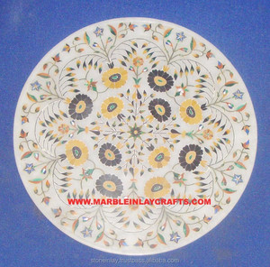 Magnifique assiette en marbre avec incrustations artisanales - Product Image 1
