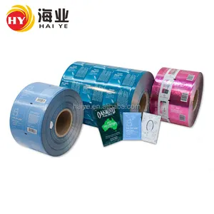 Impresión personalizada de lámina de plástico laminado termosellable, materiales flexibles de embalaje de alimentos, rollo de película para embalaje automático